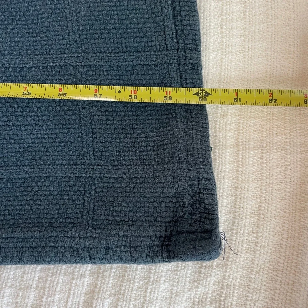 Ralph Lauren Home Cotton Throw Blanket Twin Navy Blue Grid Woven Made in USA